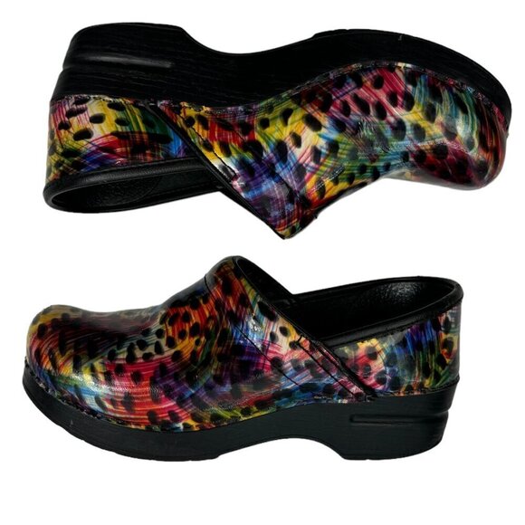 Dansko Abstract/Artsy Rainbow Animal Print Slip-On Clogs Women's SZ 37/US 6.5-7 - Picture 2 of 8